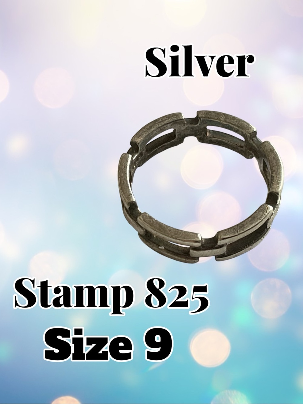 Silver 825 Sterling-Stamped Men's Band Ring - Size 9